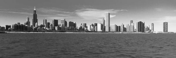 Urban: Chicago Panoramic Skyline Cityscape (Black & White) by Unknown Artist