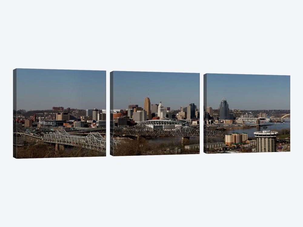 Cincinnati Panoramic Skyline Cityscape by Unknown Artist 3-piece Canvas Wall Art