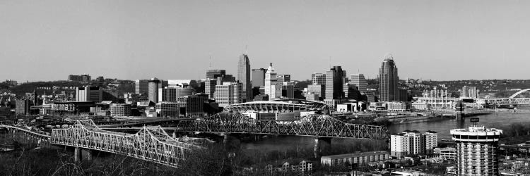 Cincinnati Panoramic Skyline Cityscape (Black & White)