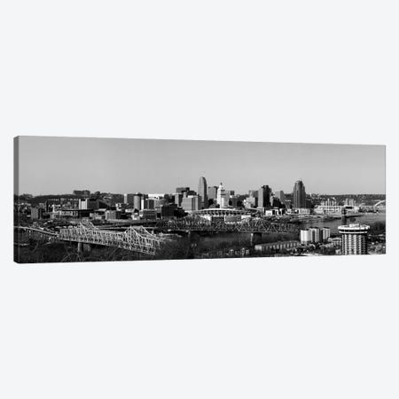 Cincinnati Panoramic Skyline Cityscape (Black & White) Canvas Print #6085} by Unknown Artist Canvas Art