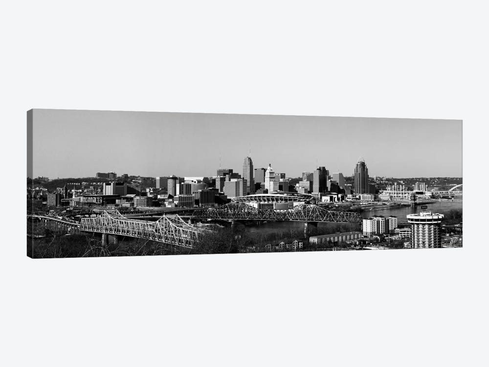 Cincinnati Panoramic Skyline Cityscape (Black & White) by Unknown Artist 1-piece Art Print
