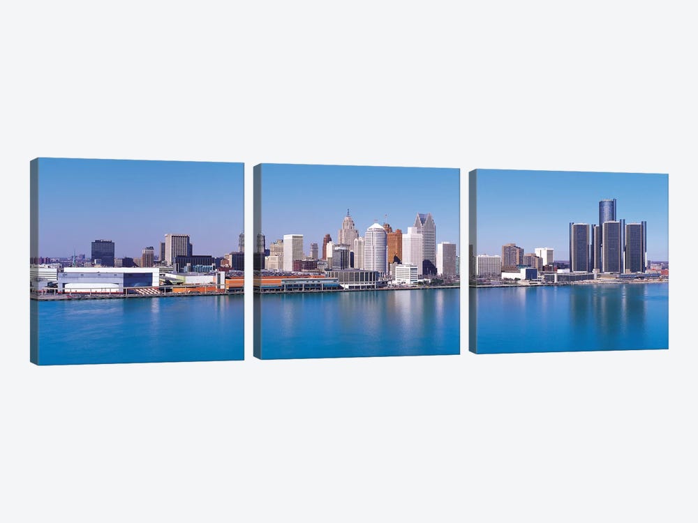 Detroit Panoramic Skyline Cityscape by Unknown Artist 3-piece Art Print