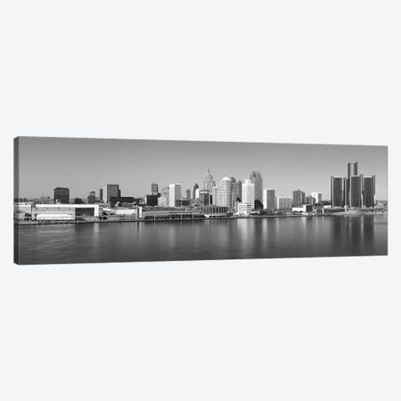 Detroit Panoramic Skyline Cityscape (Black & White) Canvas Print #6089} by Unknown Artist Art Print