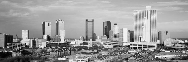 Fort Worth Panoramic Skyline Cityscape (Black & White)