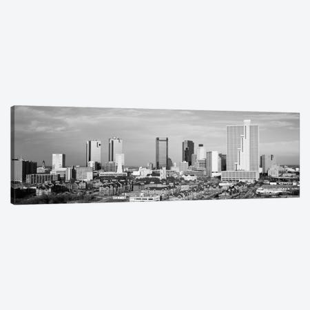 Fort Worth Panoramic Skyline Cityscape (Black & White) Canvas Print #6092} by Unknown Artist Canvas Art