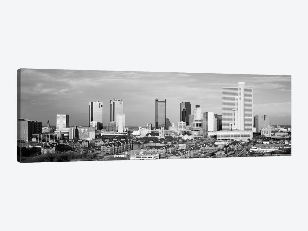 Fort Worth Panoramic Skyline Cityscape (Black & White) by Unknown Artist 1-piece Art Print