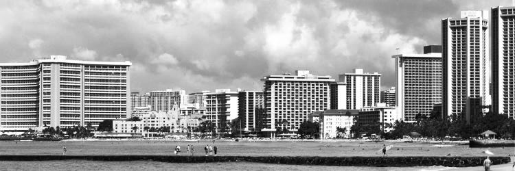 Honolulu Panoramic Skyline Cityscape (Black & White)
