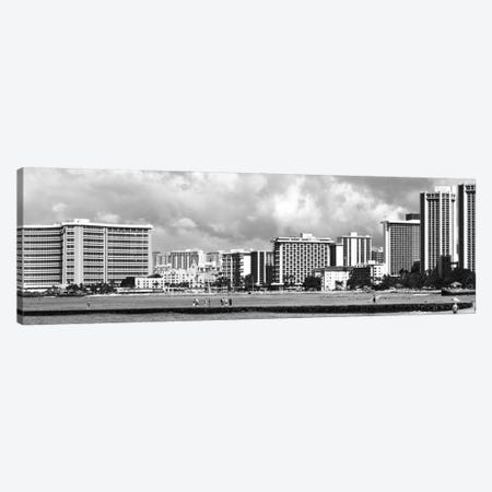 Honolulu Panoramic Skyline Cityscape (Black & White) Canvas Print #6095} by Unknown Artist Canvas Print