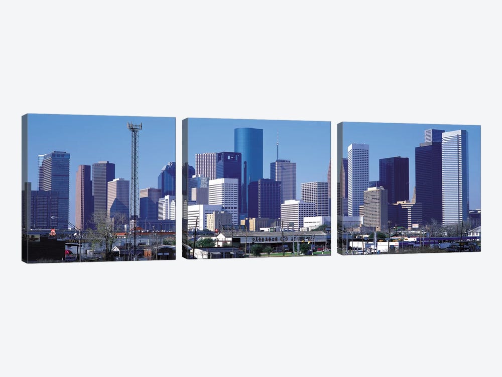 Houston Panoramic Skyline Cityscape 3-piece Canvas Art