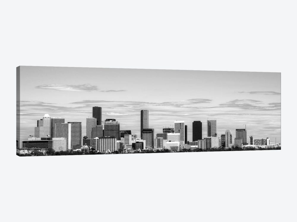 Houston Panoramic Skyline Cityscape (Black & White) by Unknown Artist 1-piece Art Print