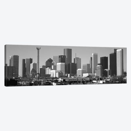 Houston Panoramic Skyline Cityscape (Black & White) Canvas Print #6099} by Unknown Artist Canvas Artwork