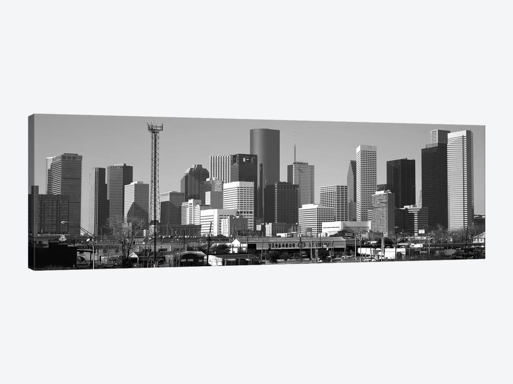 Houston Panoramic Skyline Cityscape (Black & White) by Unknown Artist 1-piece Canvas Art
