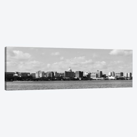 Madison Panoramic Skyline Cityscape (Black & White) Canvas Print #6104} by Unknown Artist Canvas Art Print