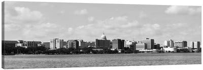 Madison Panoramic Skyline Cityscape (Black & White) Canvas Art Print - Wisconsin Art
