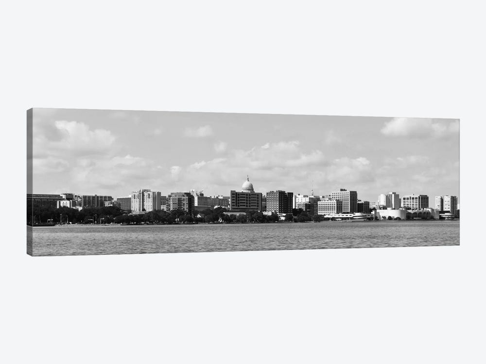 Madison Panoramic Skyline Cityscape (Black & White) by Unknown Artist 1-piece Canvas Art Print