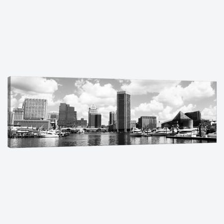 Baltimore Panoramic Skyline Cityscape (Black &White) Canvas Print #6106} by Unknown Artist Canvas Art Print