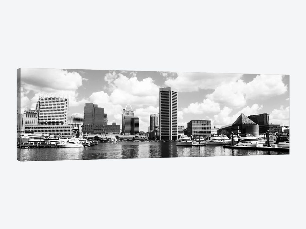 Baltimore Panoramic Skyline Cityscape (Black &White) by Unknown Artist 1-piece Canvas Print