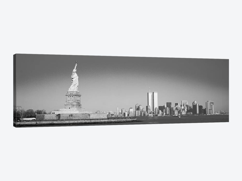 New York Panoramic Skyline Cityscape (Black & White) by Unknown Artist 1-piece Canvas Art