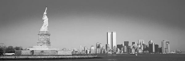 Sculptures & Statues: New York Panoramic Skyline Cityscape VI (Black & White) by Unknown Artist