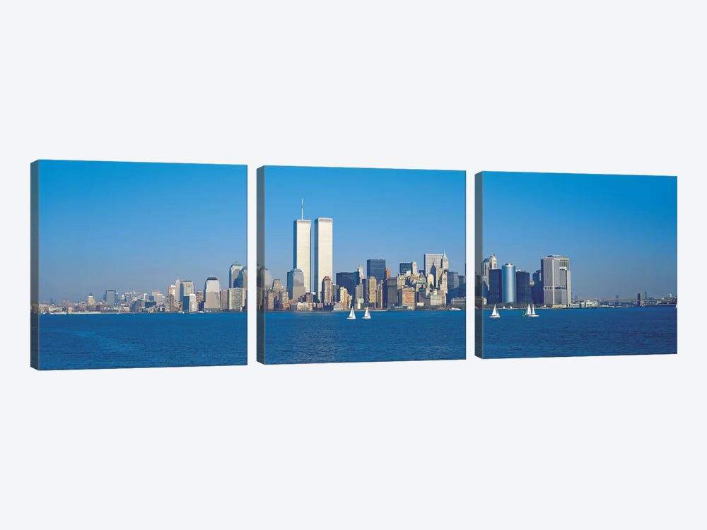 New York Panoramic Skyline Cityscape by Unknown Artist 3-piece Canvas Artwork