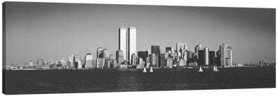 New York Panoramic Skyline Cityscape (Black & White) Canvas Art Print - New York City Skylines