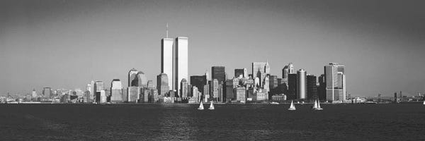 New York City Skylines: New York Panoramic Skyline Cityscape VIII (Black & White) by Unknown Artist