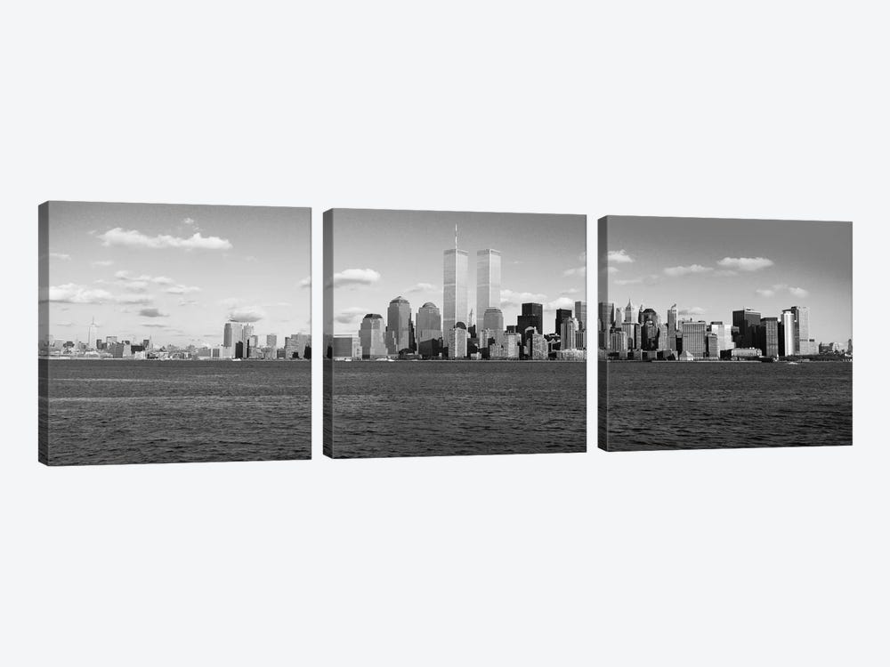 New York Panoramic Skyline Cityscape (Black & White) by Unknown Artist 3-piece Art Print