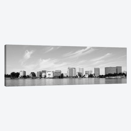 Oakland Panoramic Skyline Cityscape (Black & White) Canvas Print #6117} by Unknown Artist Canvas Artwork