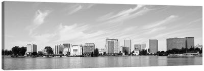 Oakland Panoramic Skyline Cityscape (Black & White) Canvas Art Print - Oakland