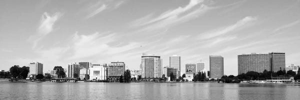 Oakland: Oakland Panoramic Skyline Cityscape (Black & White) by Unknown Artist