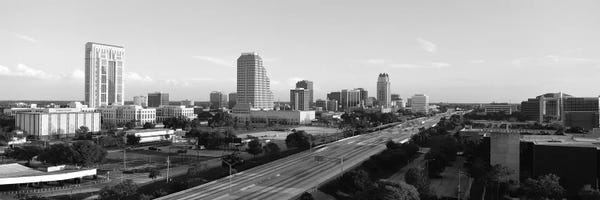 Orlando: Orlando Panoramic Skyline Cityscape (Black & White) by Unknown Artist