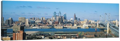 Philadelphia Panoramic Skyline Cityscape Canvas Art Print - Philadelphia Skylines