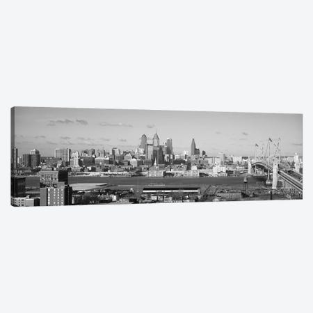 Philadelphia Panoramic Skyline Cityscape (Black & White) Canvas Print #6124} by Unknown Artist Art Print