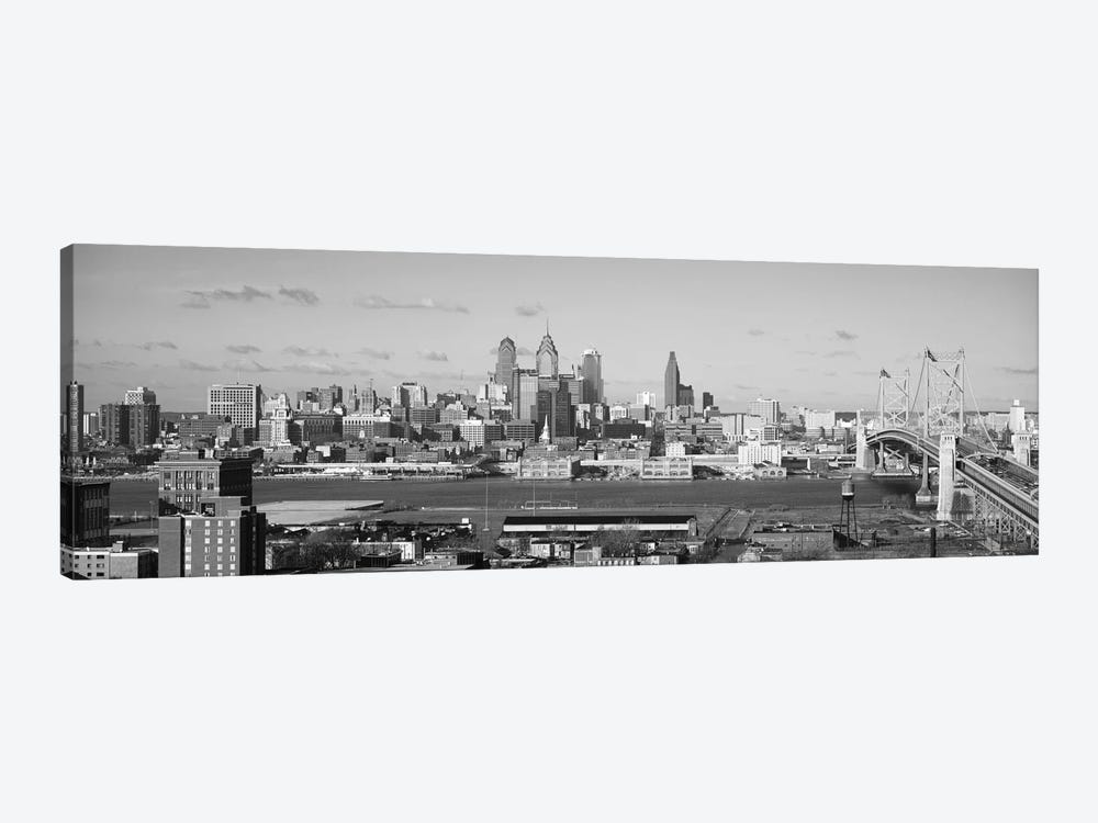 Philadelphia Panoramic Skyline Cityscape (Black & White) by Unknown Artist 1-piece Art Print