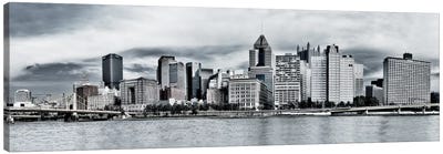 Pittsburgh Panoramic Skyline Cityscape Canvas Art Print - Black & White Scenic