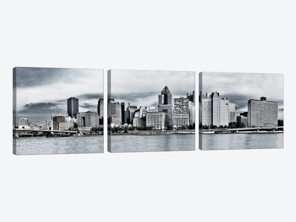 Pittsburgh Panoramic Skyline Cityscape by Unknown Artist 3-piece Canvas Art