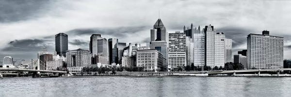 Large Photography - Canvas Prints: Pittsburgh Panoramic Skyline Cityscape by Unknown Artist