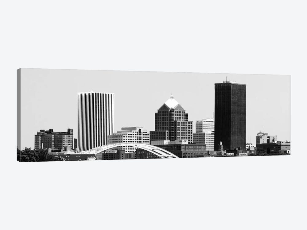 Rochester Panoramic Skyline Cityscape (Black & White) by Unknown Artist 1-piece Canvas Art