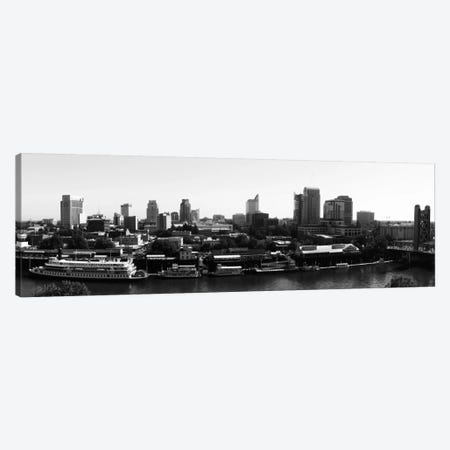 Sacramento Panoramic Skyline Cityscape (Black & White) Canvas Print #6129} by Unknown Artist Canvas Wall Art