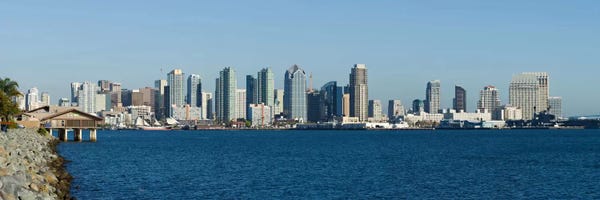 San Diego Skylines: San Diego Panoramic Skyline Cityscape by Unknown Artist
