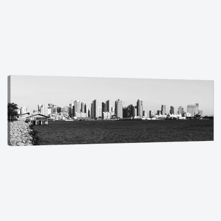 San Diego Panoramic Skyline Cityscape (Black & White) Canvas Print #6131} by Unknown Artist Art Print