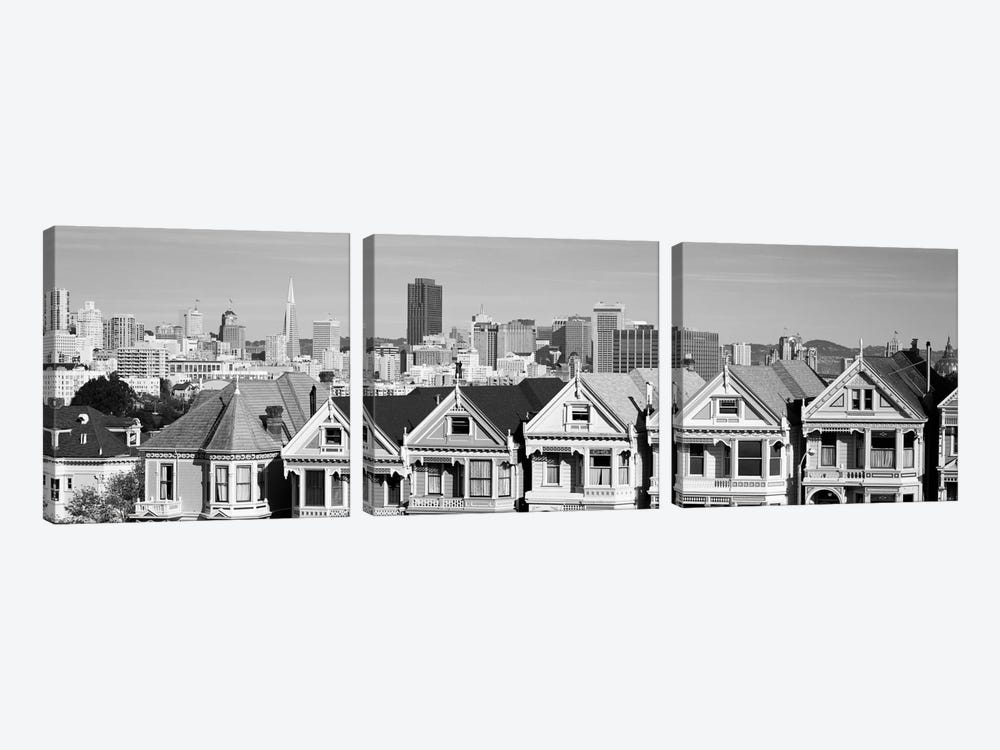 San Francisco Panoramic Skyline Cityscape (Black & White) 3-piece Canvas Art