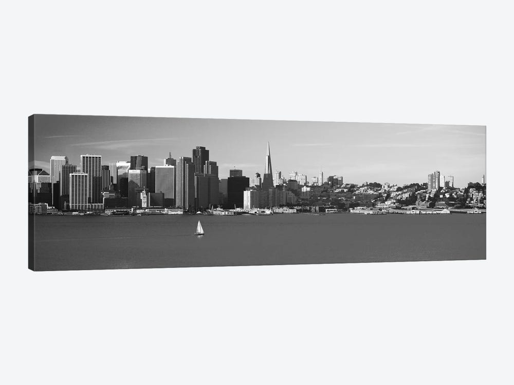 San Francisco Panoramic Skyline Cityscape (Black & White) by Unknown Artist 1-piece Canvas Wall Art
