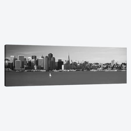 San Francisco Panoramic Skyline Cityscape (Black & White) Canvas Print #6136} by Unknown Artist Canvas Art