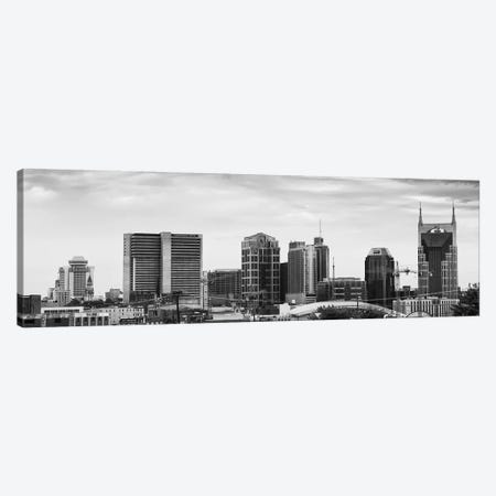 Memphis Panoramic Skyline Cityscape (Black & White) Canvas Print #6140} by Unknown Artist Canvas Artwork
