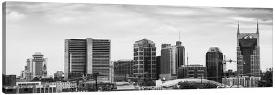 Memphis Panoramic Skyline Cityscape (Black & White) Canvas Art Print - Nashville Skylines