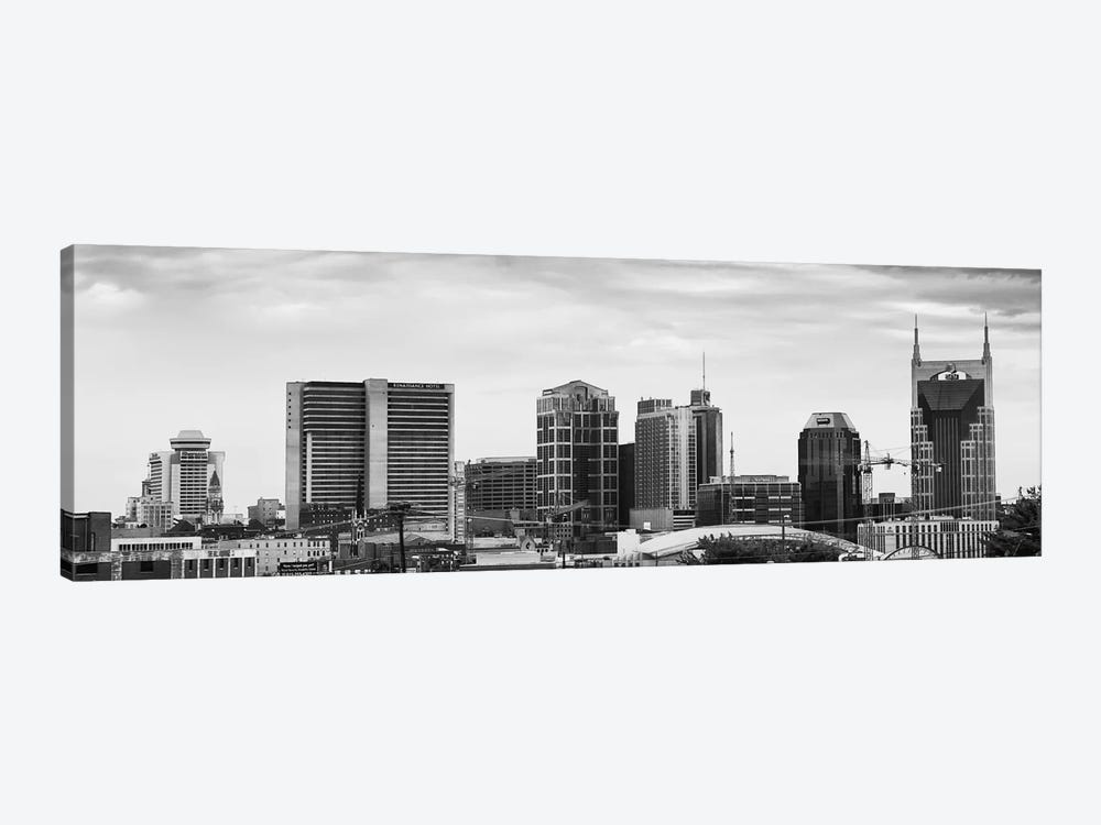 Memphis Panoramic Skyline Cityscape (Black & White) by Unknown Artist 1-piece Canvas Art Print