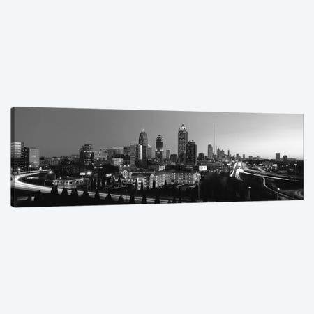 Atlanta Panoramic Skyline Cityscape (Black & White) Canvas Print #6143} by Unknown Artist Canvas Art