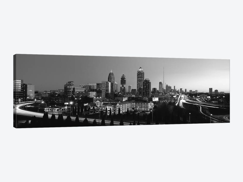 Atlanta Panoramic Skyline Cityscape (Black & White) by Unknown Artist 1-piece Canvas Art