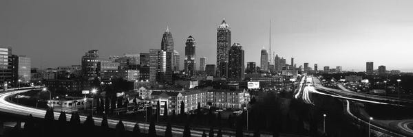 Atlanta Panoramic Skyline Cityscape (Black & White)
